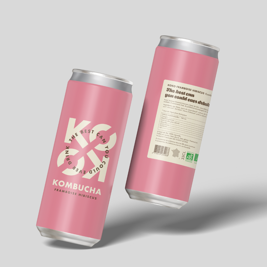 Canettes KOKO Kombucha Fromboise hibiscus